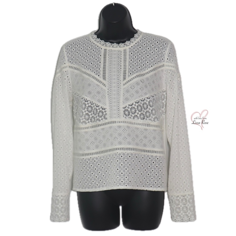 Burnham Mixed Media Geometric Lace Top (James Coviello for Anthropologie)
